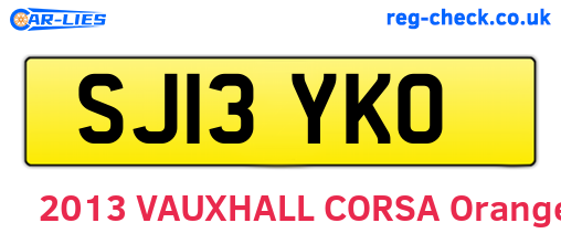 SJ13YKO are the vehicle registration plates.