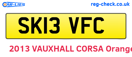 SK13VFC are the vehicle registration plates.