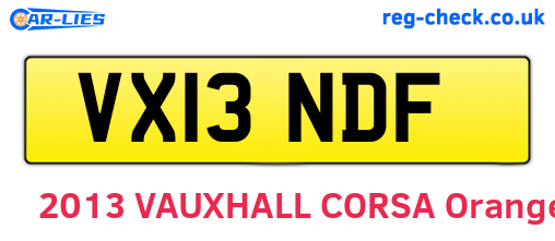 VX13NDF are the vehicle registration plates.