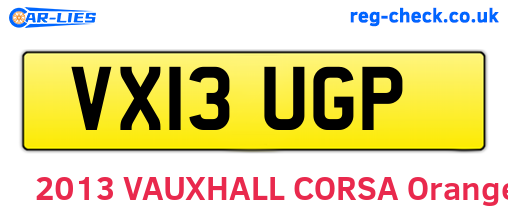 VX13UGP are the vehicle registration plates.