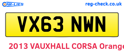 VX63NWN are the vehicle registration plates.