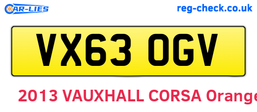 VX63OGV are the vehicle registration plates.
