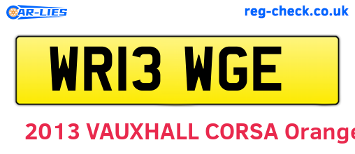 WR13WGE are the vehicle registration plates.