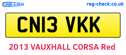 CN13VKK are the vehicle registration plates.