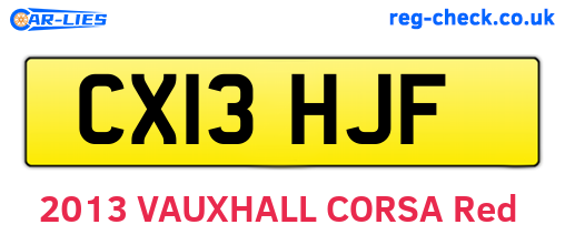 CX13HJF are the vehicle registration plates.