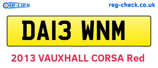 DA13WNM are the vehicle registration plates.
