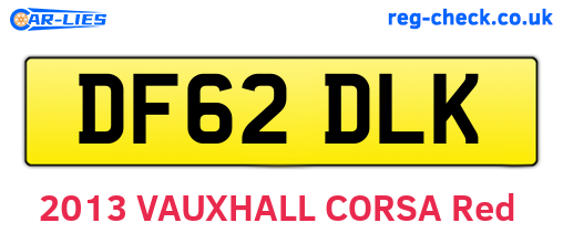 DF62DLK are the vehicle registration plates.
