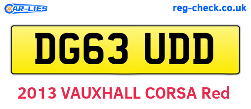 DG63UDD are the vehicle registration plates.