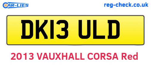 DK13ULD are the vehicle registration plates.