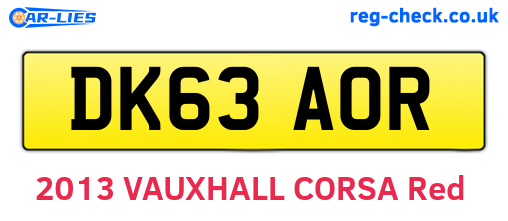 DK63AOR are the vehicle registration plates.