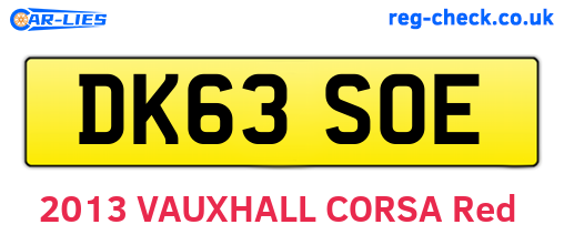 DK63SOE are the vehicle registration plates.