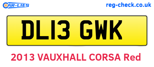 DL13GWK are the vehicle registration plates.