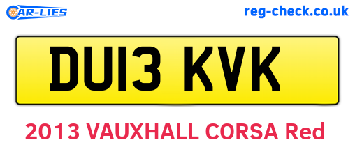DU13KVK are the vehicle registration plates.