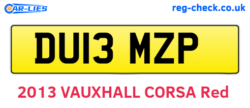 DU13MZP are the vehicle registration plates.