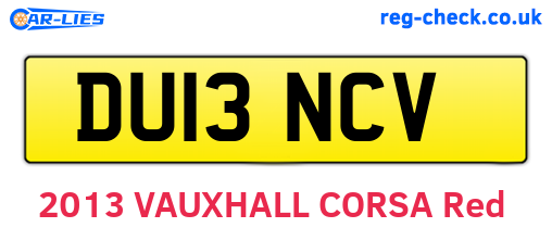 DU13NCV are the vehicle registration plates.