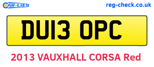 DU13OPC are the vehicle registration plates.