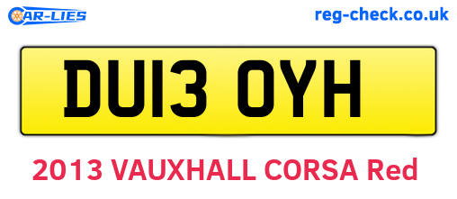 DU13OYH are the vehicle registration plates.