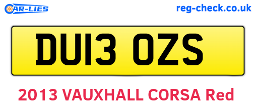 DU13OZS are the vehicle registration plates.