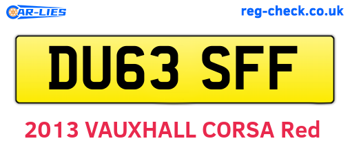 DU63SFF are the vehicle registration plates.