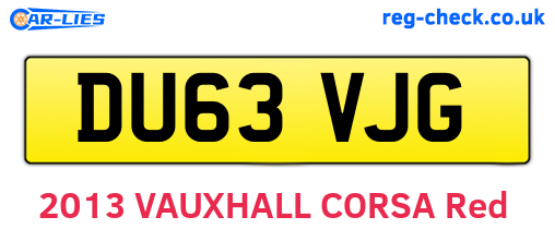 DU63VJG are the vehicle registration plates.