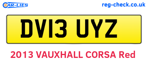 DV13UYZ are the vehicle registration plates.
