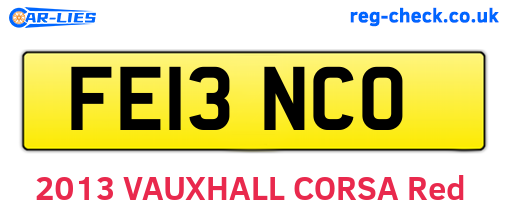 FE13NCO are the vehicle registration plates.