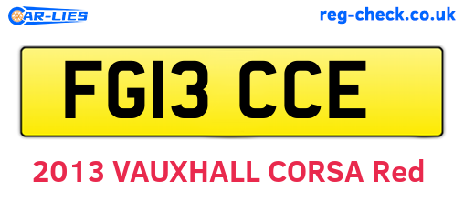 FG13CCE are the vehicle registration plates.