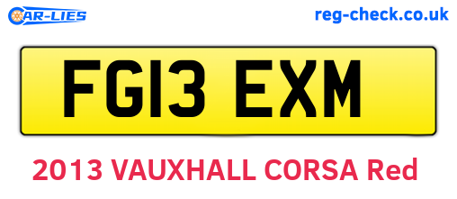FG13EXM are the vehicle registration plates.
