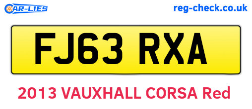 FJ63RXA are the vehicle registration plates.