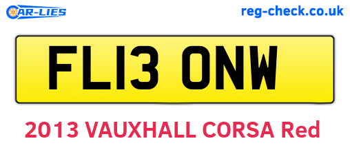 FL13ONW are the vehicle registration plates.