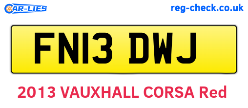 FN13DWJ are the vehicle registration plates.