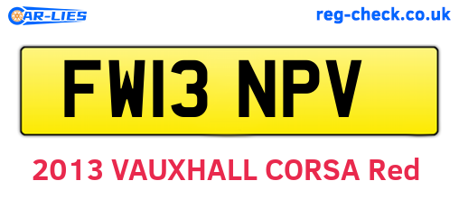 FW13NPV are the vehicle registration plates.