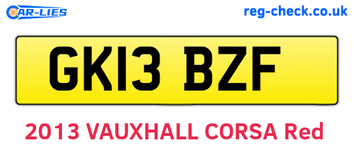 GK13BZF are the vehicle registration plates.