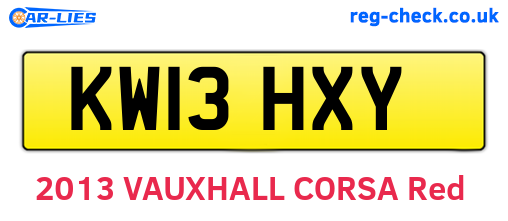 KW13HXY are the vehicle registration plates.