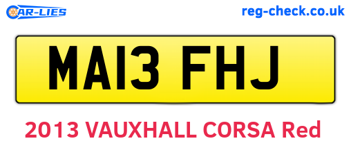 MA13FHJ are the vehicle registration plates.