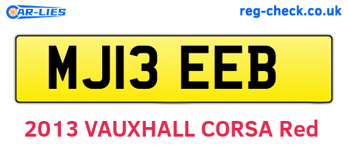 MJ13EEB are the vehicle registration plates.