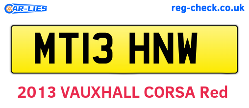 MT13HNW are the vehicle registration plates.