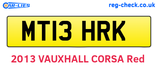 MT13HRK are the vehicle registration plates.