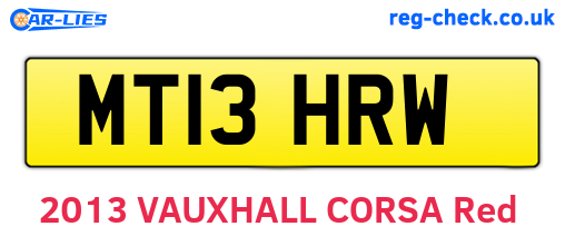 MT13HRW are the vehicle registration plates.