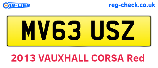 MV63USZ are the vehicle registration plates.