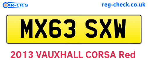 MX63SXW are the vehicle registration plates.