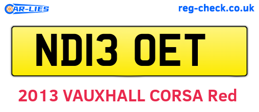 ND13OET are the vehicle registration plates.