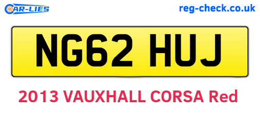 NG62HUJ are the vehicle registration plates.