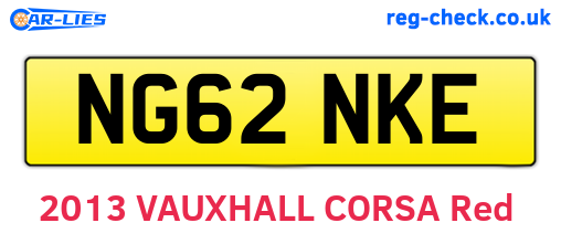 NG62NKE are the vehicle registration plates.