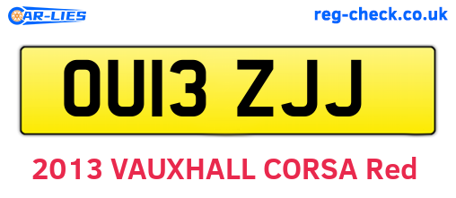 OU13ZJJ are the vehicle registration plates.