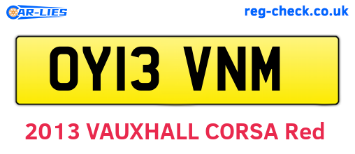 OY13VNM are the vehicle registration plates.