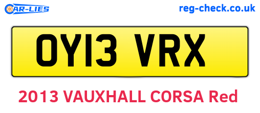 OY13VRX are the vehicle registration plates.