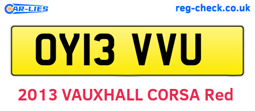 OY13VVU are the vehicle registration plates.