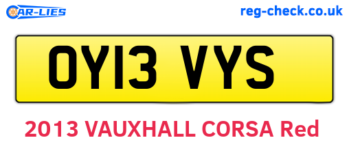 OY13VYS are the vehicle registration plates.