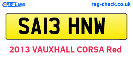 SA13HNW are the vehicle registration plates.